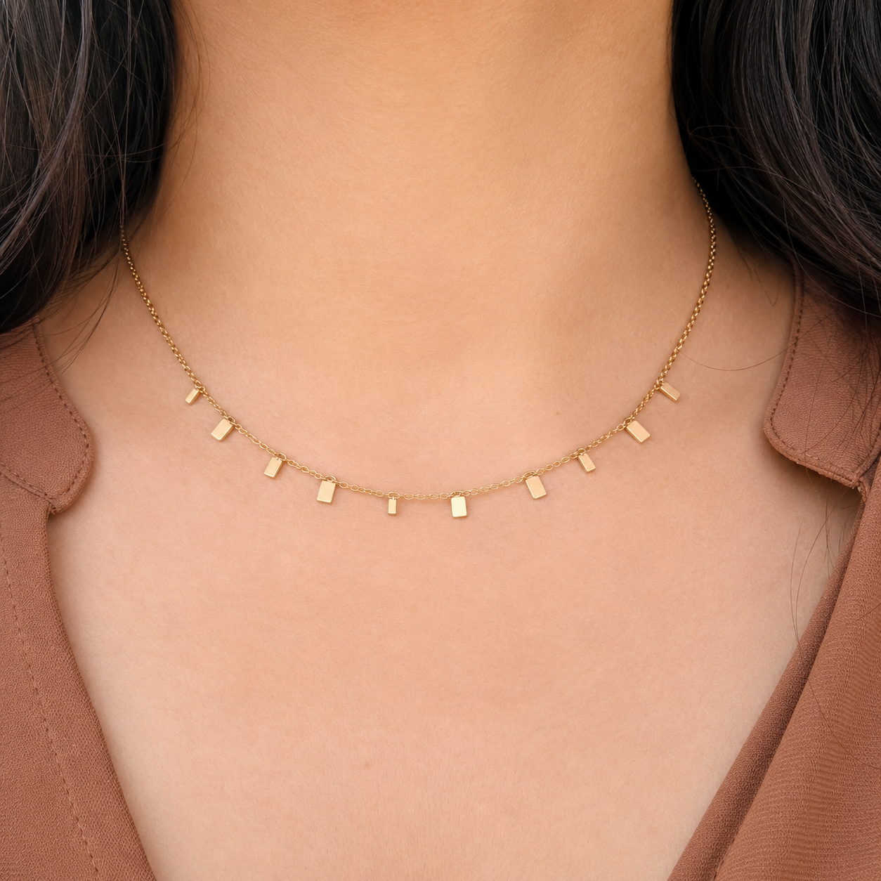 golden tone anti tarnish charm necklace