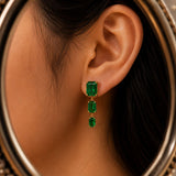 Gold-tone party wear earrings available in pink and green variants