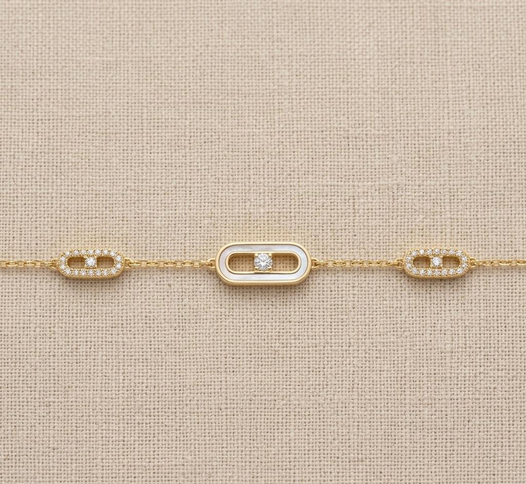 minimal crystal link bracelet gold chain geometric bracelet