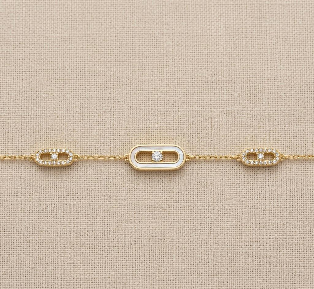 minimal crystal link bracelet gold chain geometric bracelet