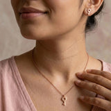 delicate key pendant necklace and stud earrings set