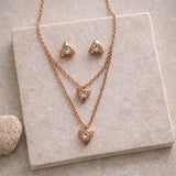 minimal triangle pendant necklace with matching triangle stud earrings