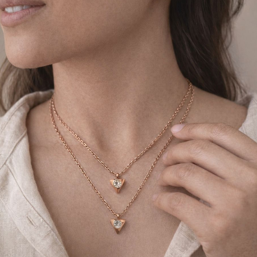 Minimal Triangle Pendant Necklace