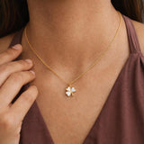 Minimalist gold clover pendant necklace on delicate chain