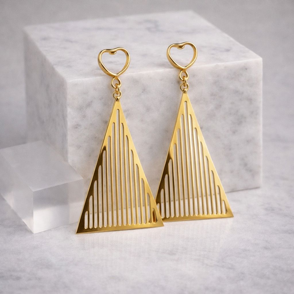 Geometric triangle drop earrings silver gold statement dangle earrings