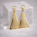 Geometric triangle drop earrings silver gold statement dangle earrings