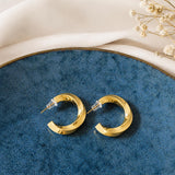Nova lacquer hoop earrings in glossy gold finish for women