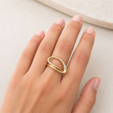 Gold adjustable ring with crystal detailing women jewelry