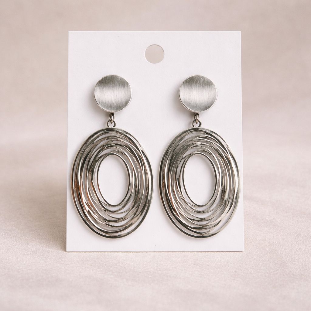 Stylish geometric dangle earrings oval design everyday wear