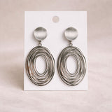 Stylish geometric dangle earrings oval design everyday wear
