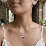 cute umbrella jewellery set with colorful enamel necklace and earrings