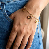 elegant everyday gold bracelet with crystal charm