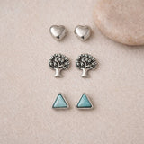 Minimal stud earrings combo set for women