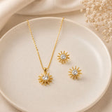 Solara Radiance Necklace & Earrings Set – Sunburst Crystal Jewelry Set