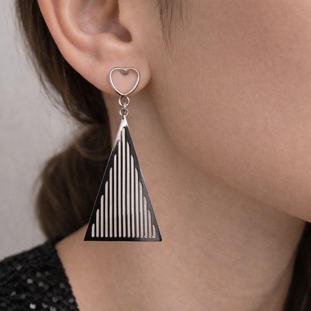 Modern triangle earrings women cut out design silver gold jewelry