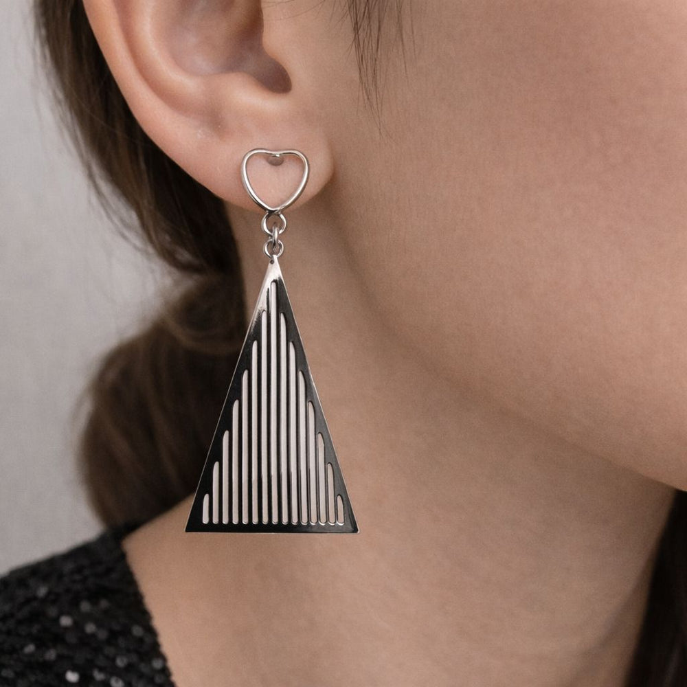 Modern triangle earrings women cut out design silver gold jewelry